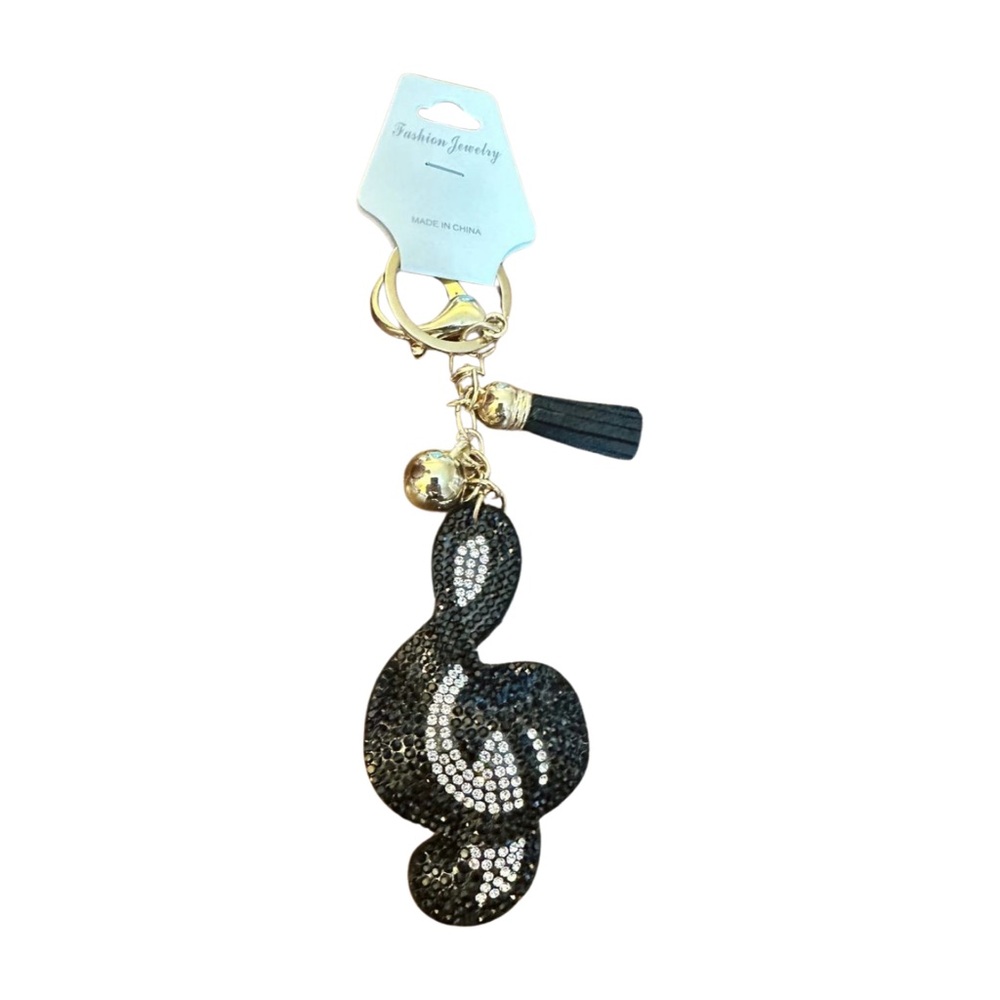 Fashion Jewelry Black and Silver Music‎ Note Keychain